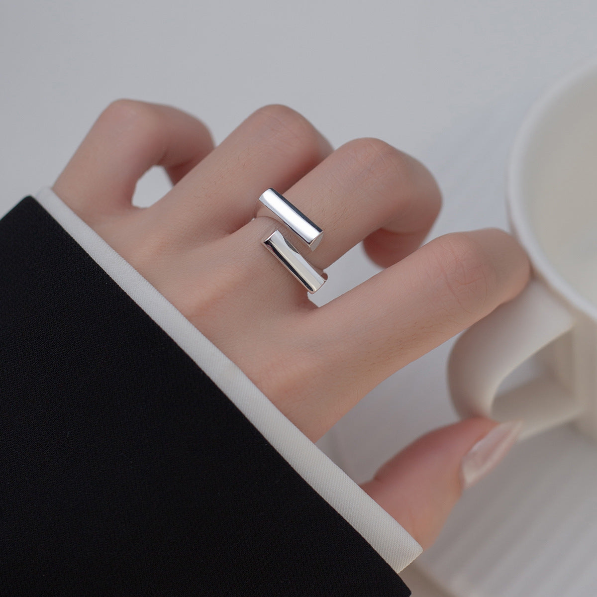 Handmade 925 Sterling Silver Open Finger Ring - Unique Vintage Jewelry for Women, Allergy-Free Party & Birthday Gift