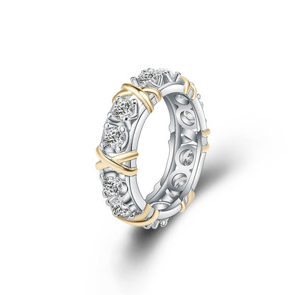 RhF6925SterlingSilverRingsGoldSeparationInlaidZirconRingsForWomenGlamourJewelryEngageme