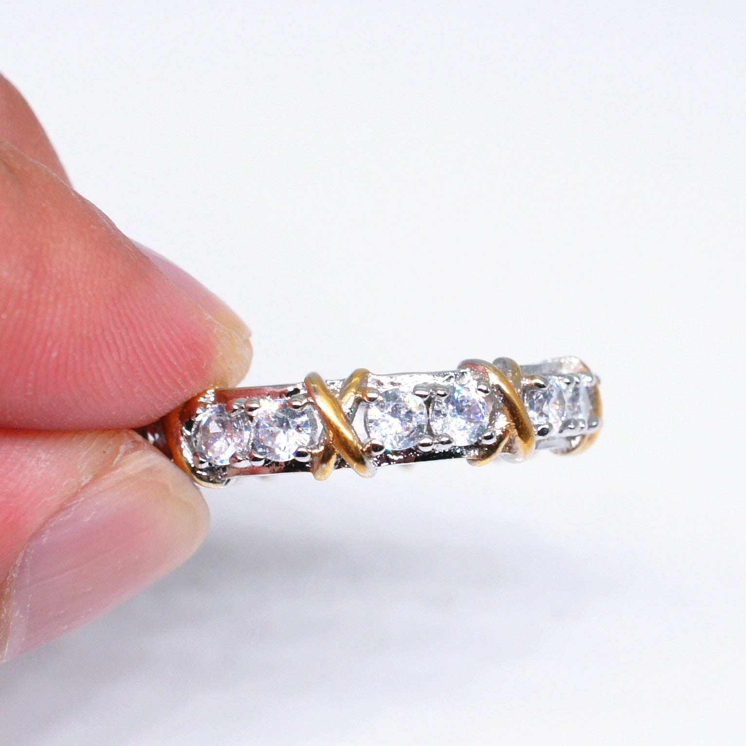 925 Sterling Silver Rings with Gold Inlaid Zircon: Glamorous Jewelry for Women - Perfect for Engagement & Wedding Gifts