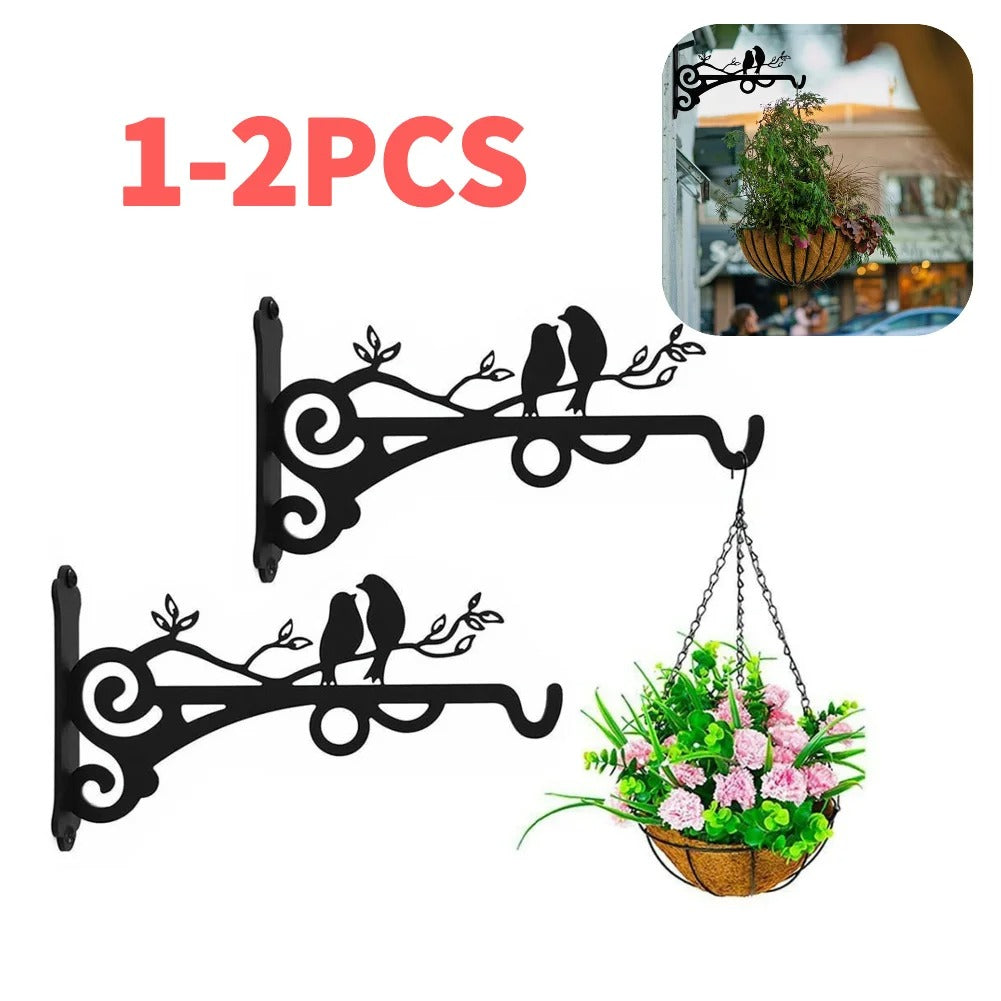 1-2PCS Flower Basket Holder Wall Mounted Bird Metal Bracket Hanger Rustic Style Wide Base