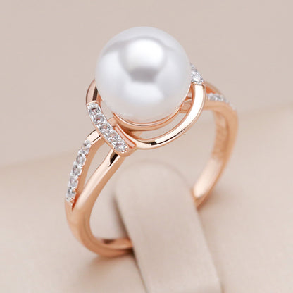 Stunning Kinel Fashion Pearl Ring Perfect Wedding Jewelry for Women