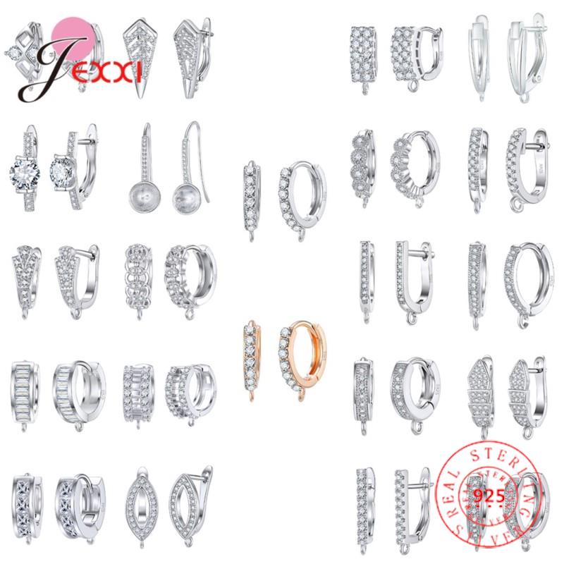 Xd0eKoreanStyleVariousModelsCrystalEarringFindingsGenuine925SterlingSilverEarringFinding
