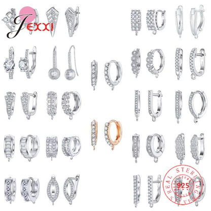 Xd0eKoreanStyleVariousModelsCrystalEarringFindingsGenuine925SterlingSilverEarringFinding