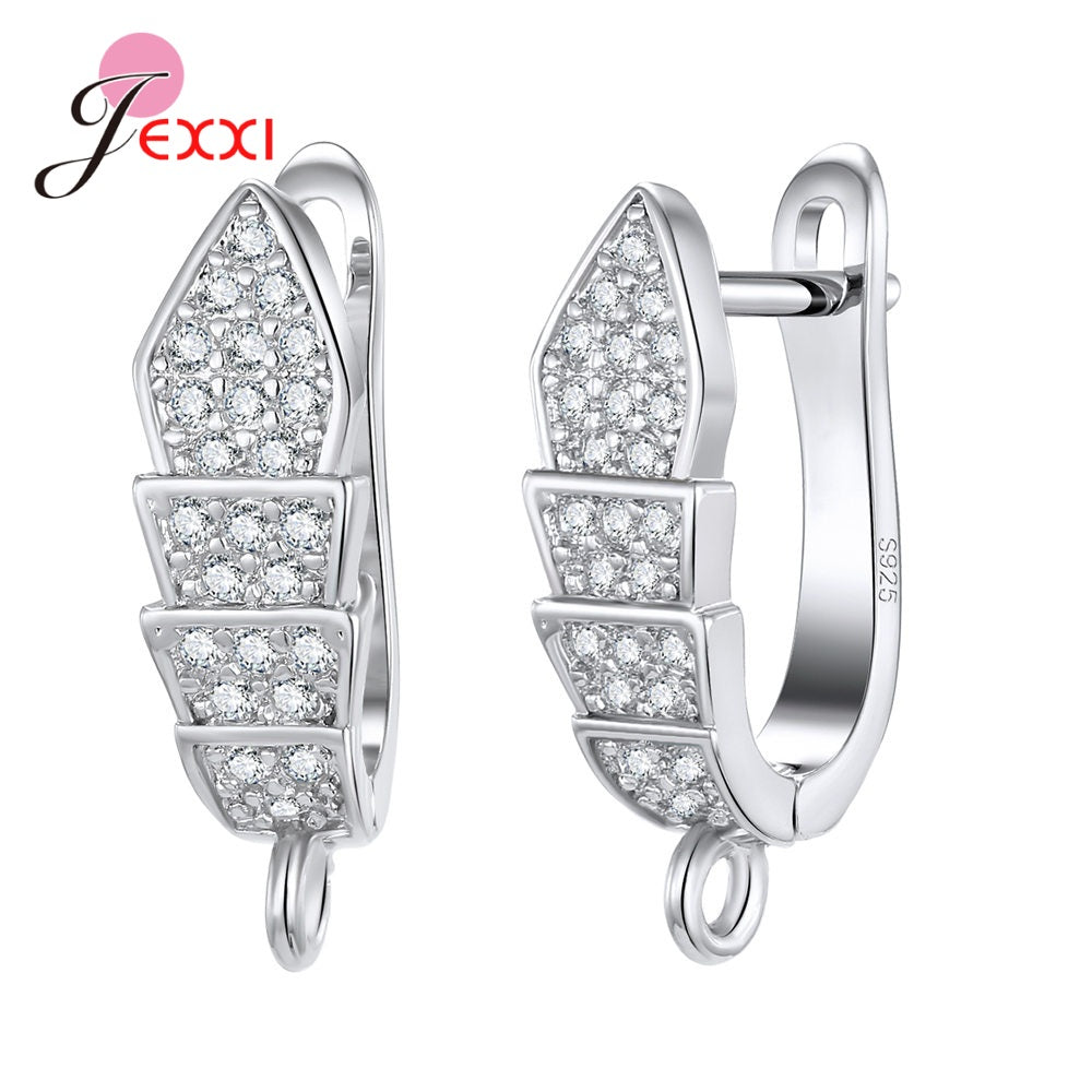 vJSCKoreanStyleVariousModelsCrystalEarringFindingsGenuine925SterlingSilverEarringFinding