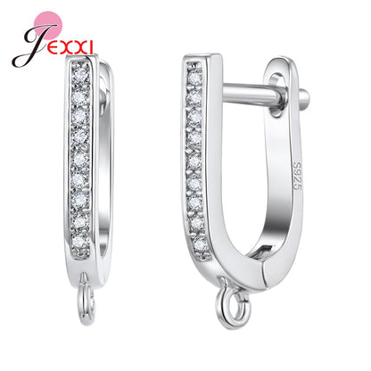 kNcfKoreanStyleVariousModelsCrystalEarringFindingsGenuine925SterlingSilverEarringFinding