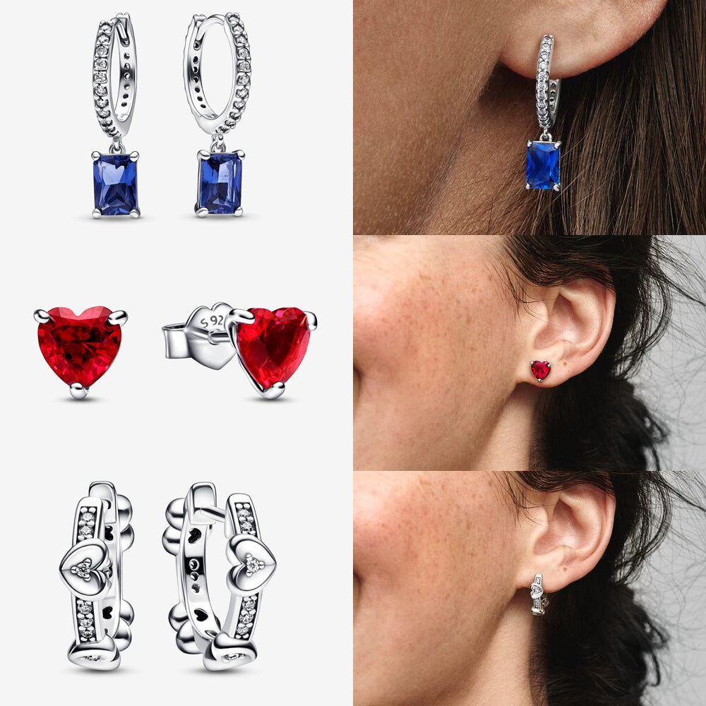 5ZseOriginal925SterlingSilverEarringsplatadeleySparklingLoveHeartEarStudsEarringsforW
