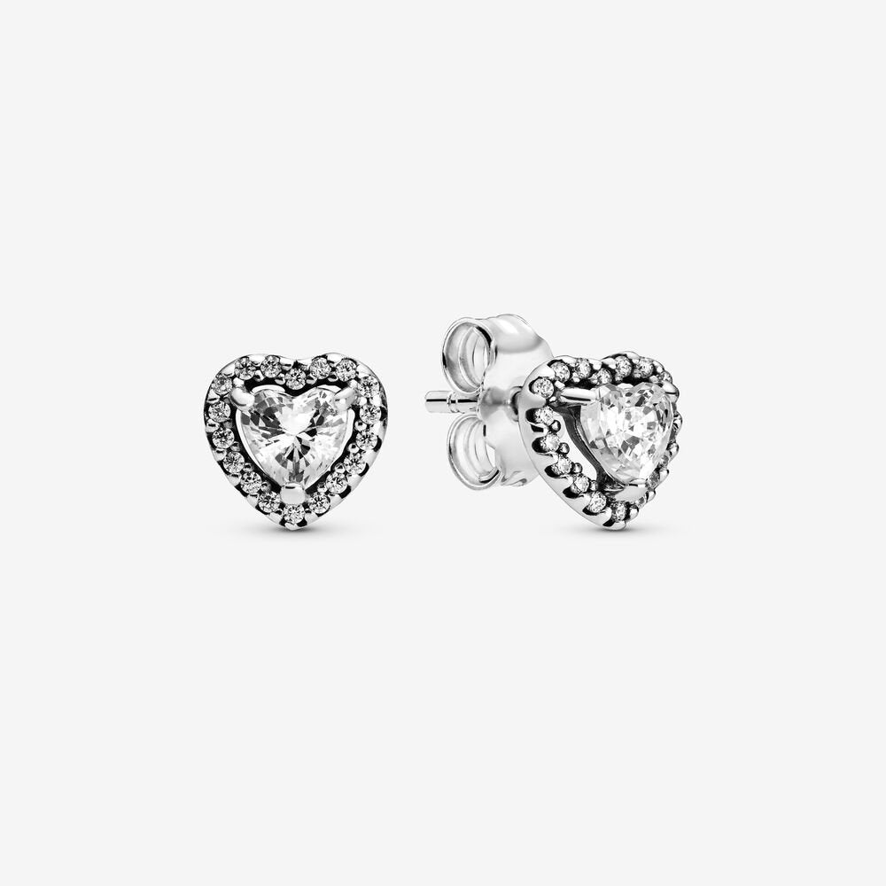 925 Sterling Silver Heart Ear Studs: Sparkling Plata de Ley Women's Earrings - Jewelry Gift
