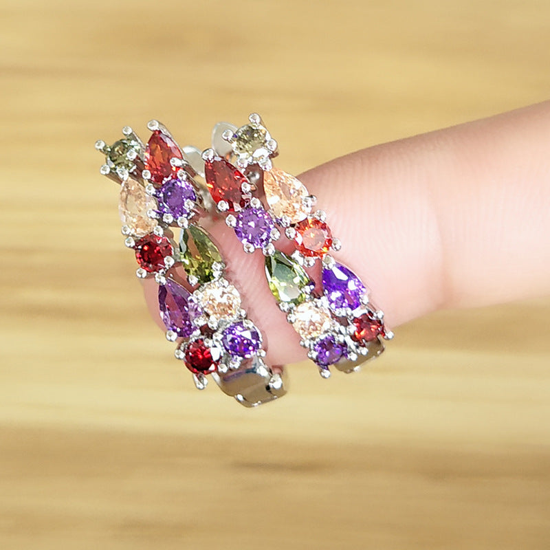 Wholesale 925 Silver Luxury Ear Studs: Sterling Silver Color Earrings with Flashy CZ Zircon - Affordable Women's Brincos