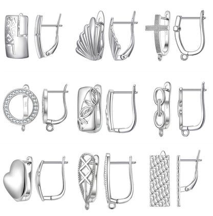 Handmade 925 Sterling Silver Leverback Earrings with Zircon Stone - Genuine Findings and Components for DIY Jewelry