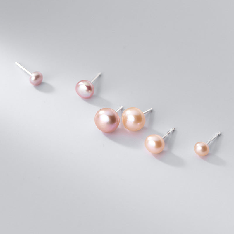 INZATT INS 925 Sterling Silver Freshwater Pearl Stud Earrings - Women's Fine Minimalist Jewelry