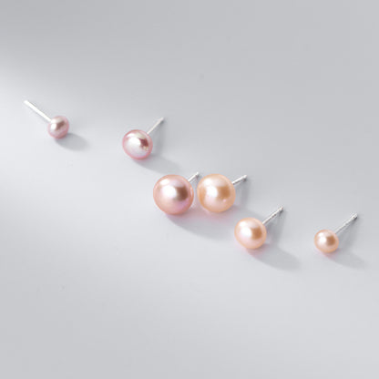 INZATT INS 925 Sterling Silver Freshwater Pearl Stud Earrings - Women's Fine Minimalist Jewelry