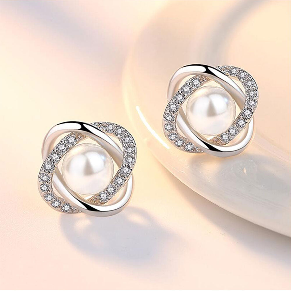 nw9nUpscale925SterlingSilverEarringsZirconPearlTwistLuxuryStudEarringsForWomenBrincosP