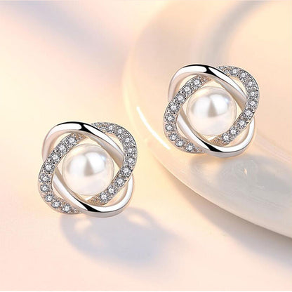 nw9nUpscale925SterlingSilverEarringsZirconPearlTwistLuxuryStudEarringsForWomenBrincosP