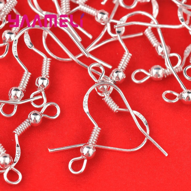 Wholesale 925 Sterling Silver French Hook Earring Findings: 200PCS 18mm Shining Beaded Ball Jewelry Accessory