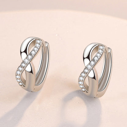 TDPTNewArrivalFemaleEarring925SilverNeedle8ShapedTwistInfinityEternalEndlessZirconSmal