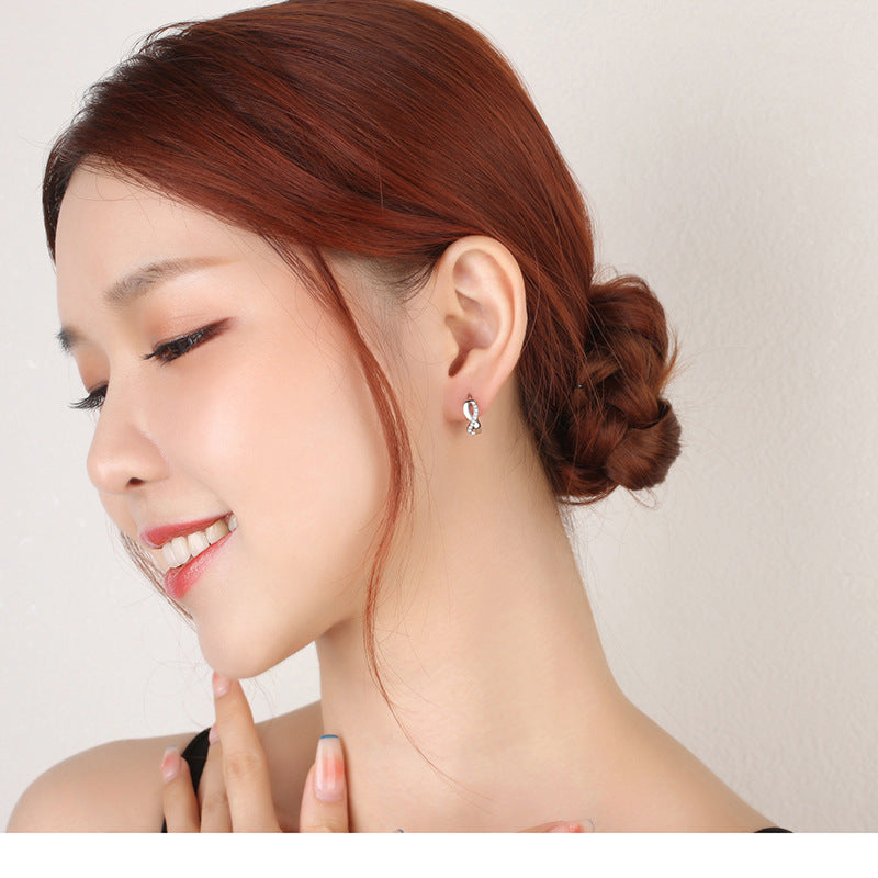 UVDINewArrivalFemaleEarring925SilverNeedle8ShapedTwistInfinityEternalEndlessZirconSmal