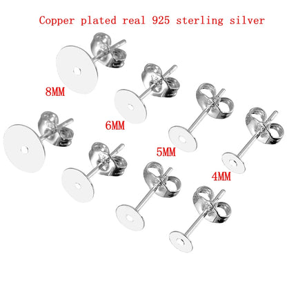4J0020pcs925SterlingSilverPlatedBlankEarringStudBase4568mmEarringPostCabochonjpg