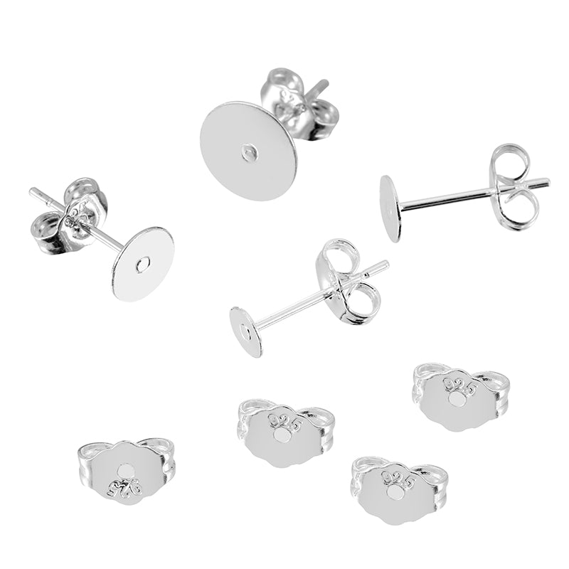 pEKB20pcs925SterlingSilverPlatedBlankEarringStudBase4568mmEarringPostCabochonjpg