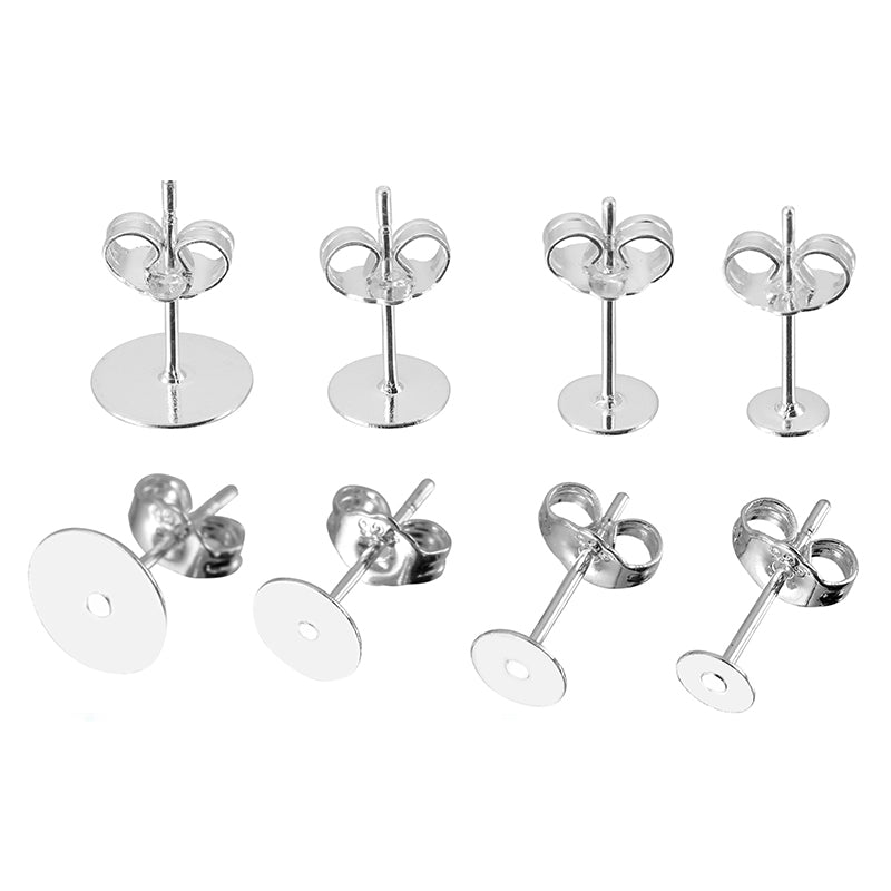 0r1c20pcs925SterlingSilverPlatedBlankEarringStudBase4568mmEarringPostCabochonjpg