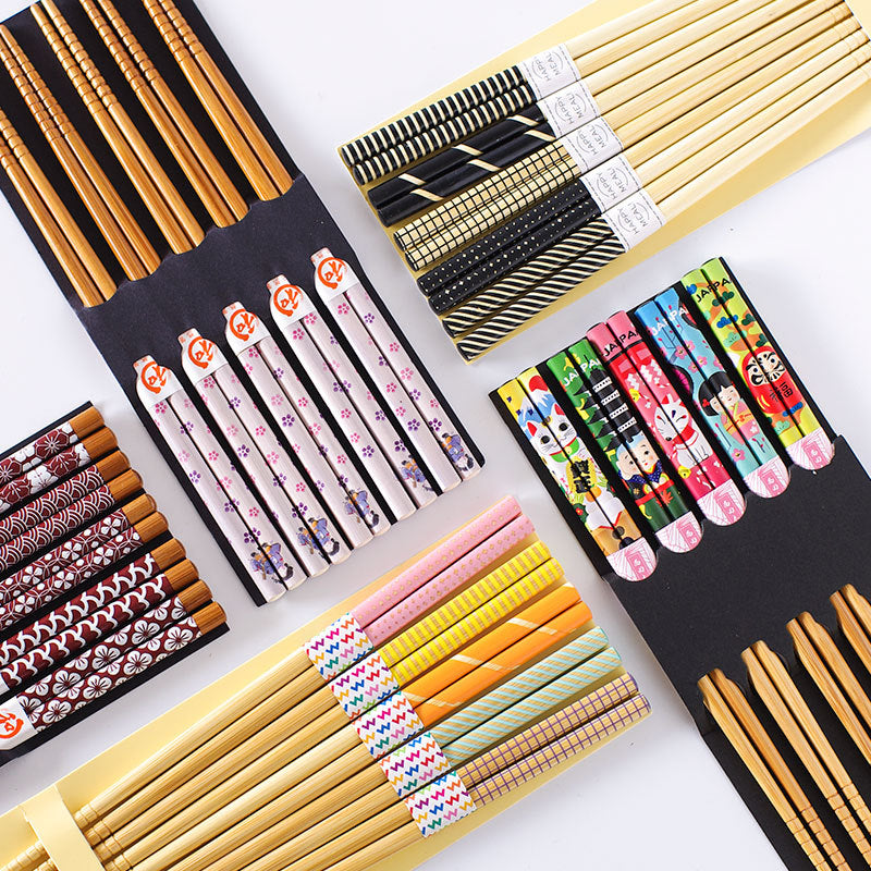 Multi-Color Bamboo Chopsticks Set: Non-Slip, Mold-Resistant, Reusable
