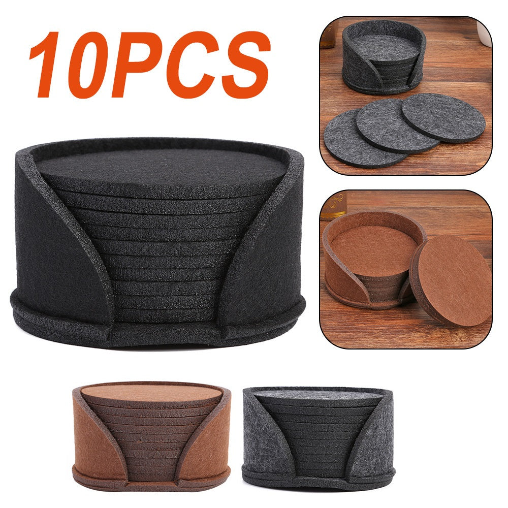 Round Felt Coasters: Heat-Resistant & Absorbent | Non-Slip Kitchen Bar Supplies