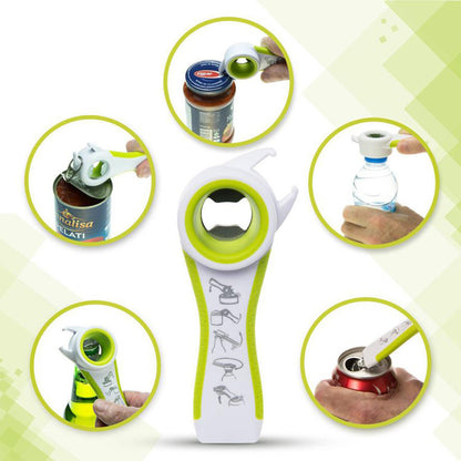 Multi-Function Stainless Steel Can Opener: 5-in-1 Kitchen Tool for Jars, Bottles, and Cans