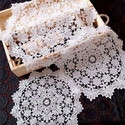 Embroidered Flower Placemat Set: Hollow Lace Coasters for Home Decor