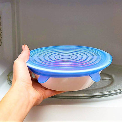 Stretch & Seal Lids (6 Pieces) - Multi-Size, Reusable Silicone Covers for Leakproof, Airtight Food Storage 6