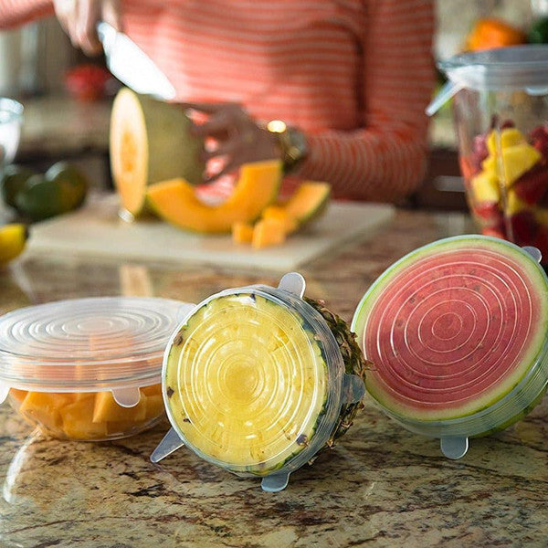Stretch & Seal Lids (6 Pieces) - Multi-Size, Reusable Silicone Covers for Leakproof, Airtight Food Storage 2