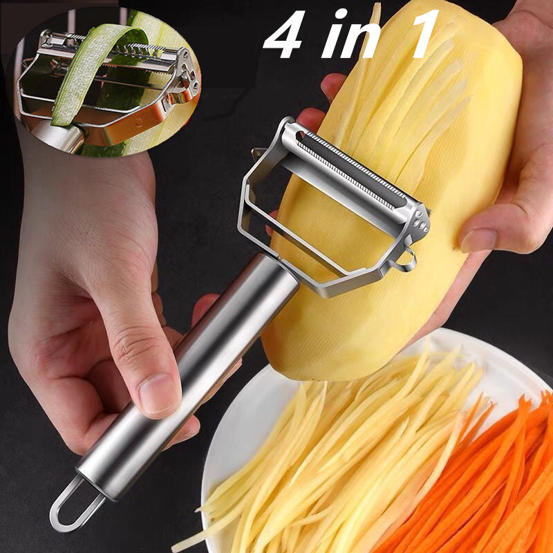 Stainless Steel Multifunctional Kitchen Peeler: Durable Vegetable & Fruit Slicer