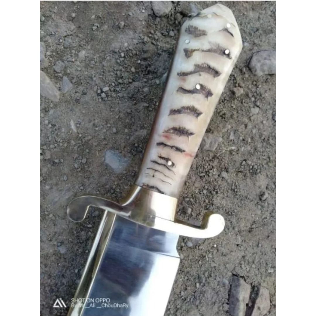 Ram Horn Handle Custom Handmade Bowie Knife Full Tang Hunting Bowie Survival Knife Gift For Him Knife Gift Special Knife (3).jpg