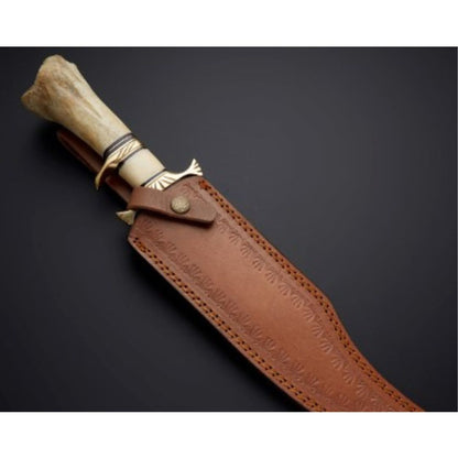 Camel Bone Handle Damascus Steel Bowie Knife Survival Bowie Outdoor Camping Knife Special Edition Bowie Knife Gift For.jpg