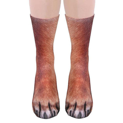 Realistic Comfy Animal Paws Socks, Polyester Material, Machine Washable, One Size Fits Most3