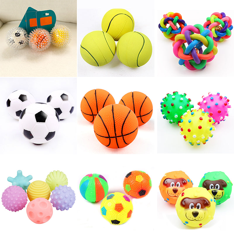 Small Dogs' Favorite: Squeaky Pet Dog Ball Toy - 6cm Diameter Rubber Chew for Puppies