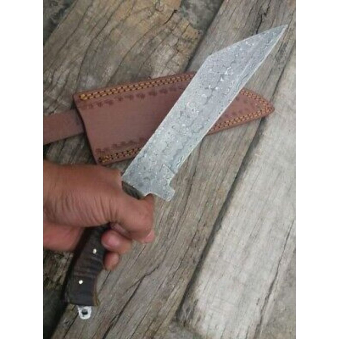Ram Horn Hunting Bowie Knife Damascus Steel Handmade Survival Bowie Camping Knif (11).jpg