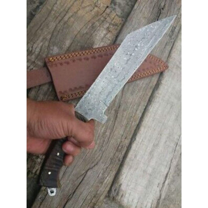 Ram Horn Hunting Bowie Knife Damascus Steel Handmade Survival Bowie Camping Knif (11).jpg