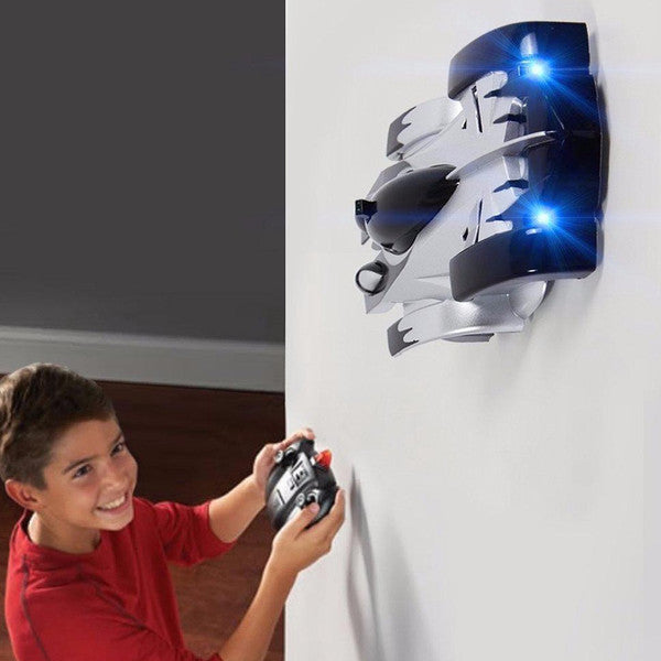 USB Rechargeable Remote Control Wall Climbing Car with LED Lights, Lightweight ABS Construction