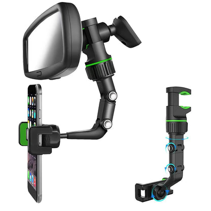 Rearview Mirror Phone Holder, 360 Rotatable and Retractable Car Phone Mount, Multifunctional Rear V