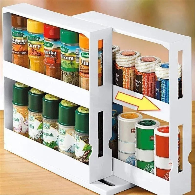 Multi-Function Rotating Storage Rack For Spices & Pill Bottles