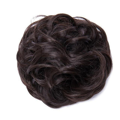 Chic Rose Bun Hair Scrunchie - Quick Styling, Durable Synthetic, Easy Maintenance, Ideal for Daily Wear Dark  Brown