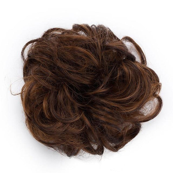 Chic Rose Bun Hair Scrunchie - Quick Styling, Durable Synthetic, Easy Maintenance, Ideal for Daily Wear Caramel brown