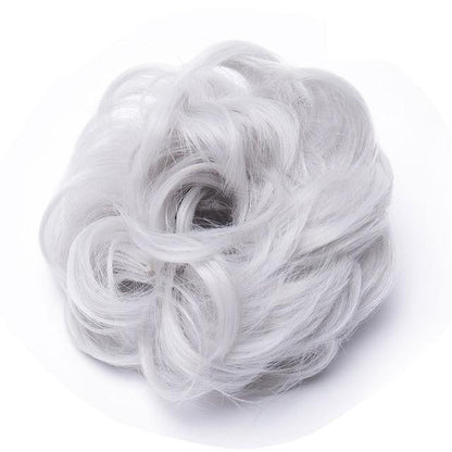 Chic Rose Bun Hair Scrunchie - Quick Styling, Durable Synthetic, Easy Maintenance, Ideal for Daily Wear Gray