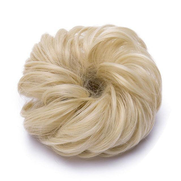 Chic Rose Bun Hair Scrunchie - Quick Styling, Durable Synthetic, Easy Maintenance, Ideal for Daily Wear Light blonde