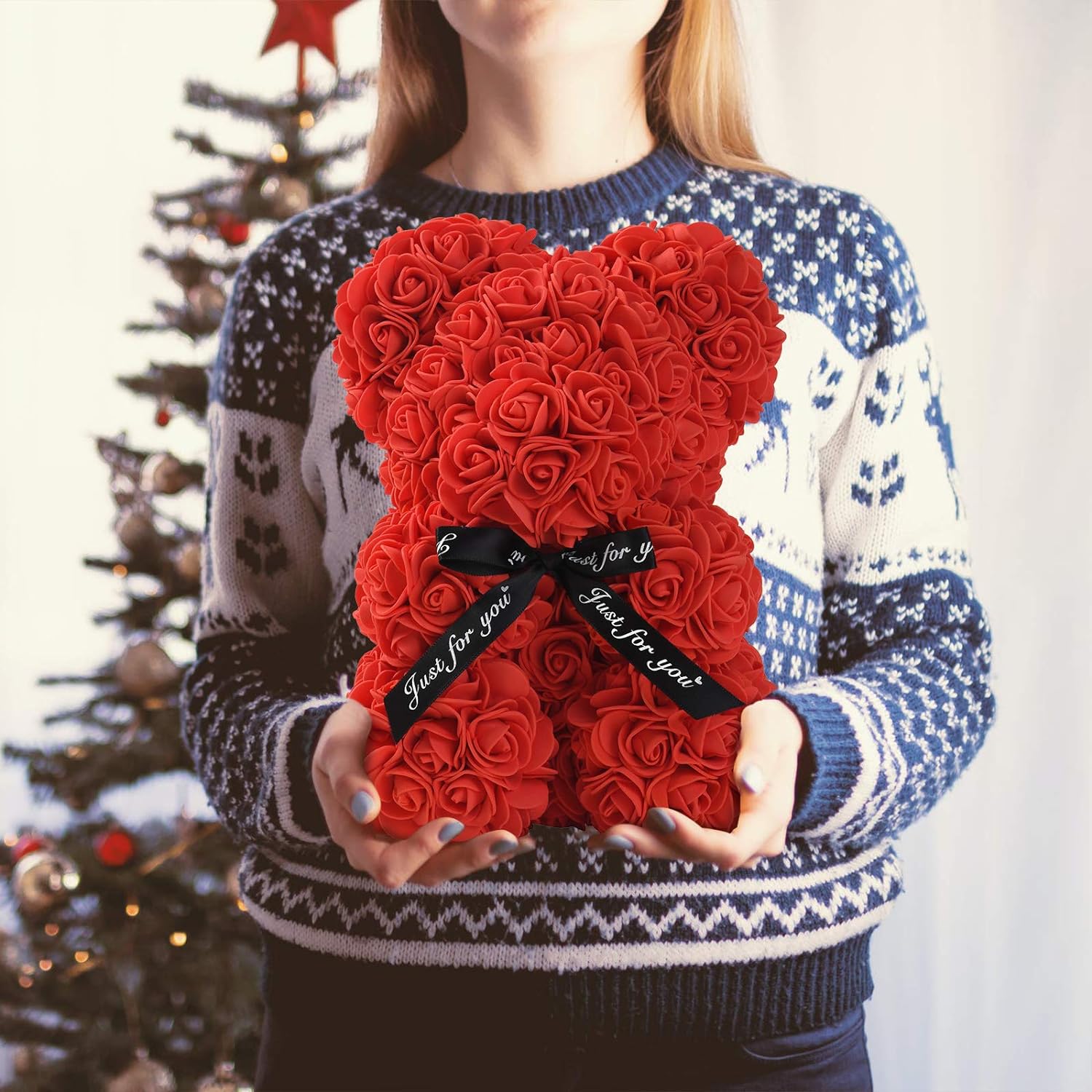 Elegant Handmade Forever Rose Teddy Bear  Red 2