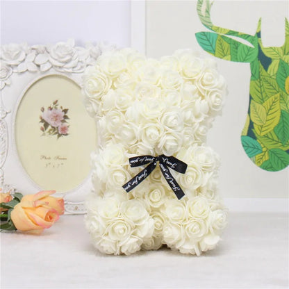 Elegant Handmade Forever Rose Teddy Bear  Ivory