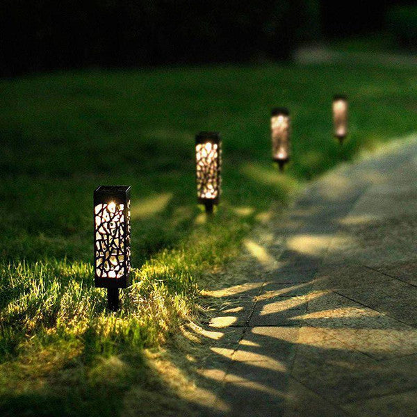 Moroccan Tower Solar Lanterns (4 Pack) - Elegant Black Plastic, Easy Installation, Eco-Friendly Garden Lighting2