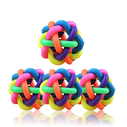 Colorful Pet Training Toy: Squeaky Chew Ball for Dogs & Puppies - Bell Sound, Bite-Resistant - Dog Accessories