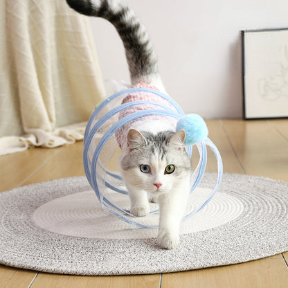 Colorful Collapsible Cat Tunnel: Spiral Toy Coil for Indoor Cats - Pet Supplies