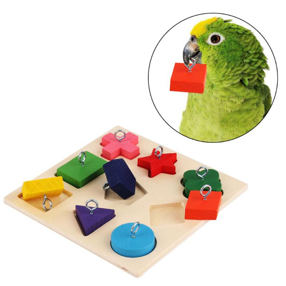 NeM3ParrotIqTrainingToys9GridColorfulWoodenBlockSafeTastelessPetEducationalToysBirdTo