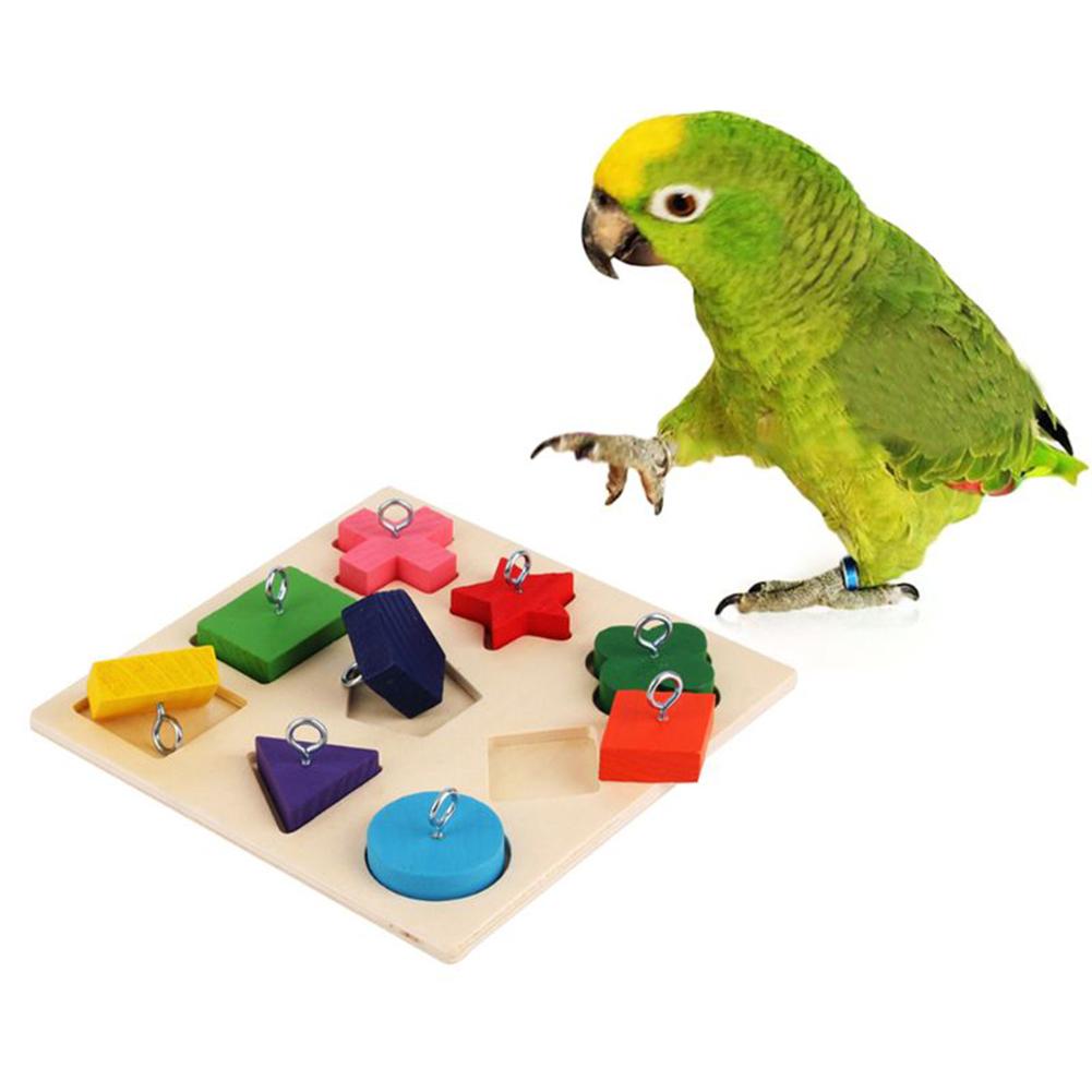 DeYCParrotIqTrainingToys9GridColorfulWoodenBlockSafeTastelessPetEducationalToysBirdTo